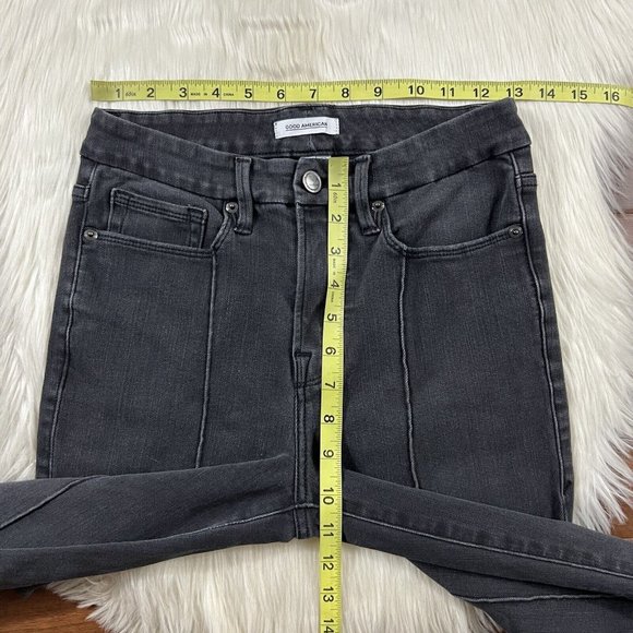 Good American Women's Size 4 / 27 Washed Black Seamed Good Legs Denim Jeans - Picture 4 of 8